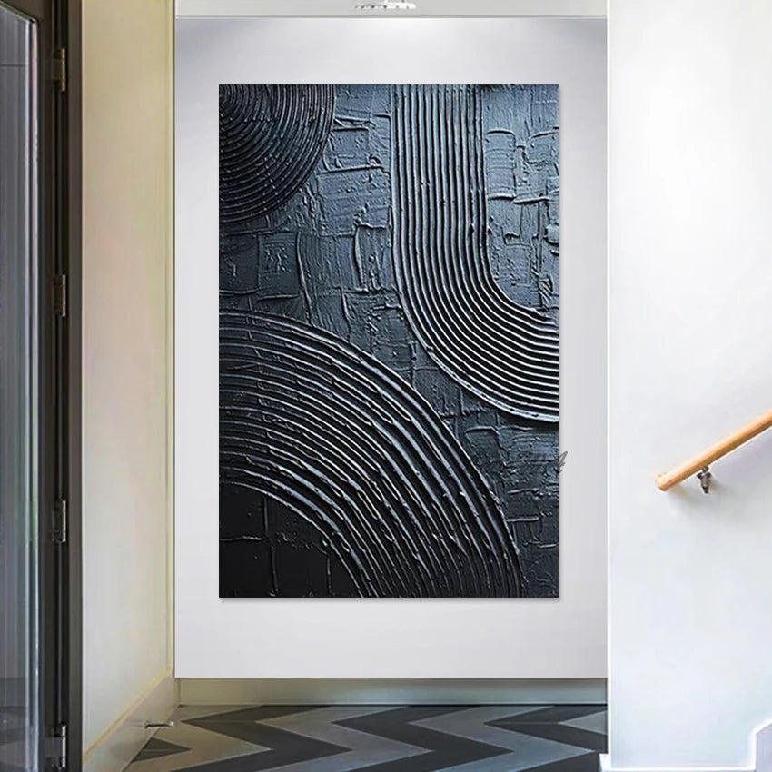 Black Abstract Palette Knife Oil Paintings Frameless Acrylic Textured Art Drawing Modern Canvas Decor Bedroom Wall Picture